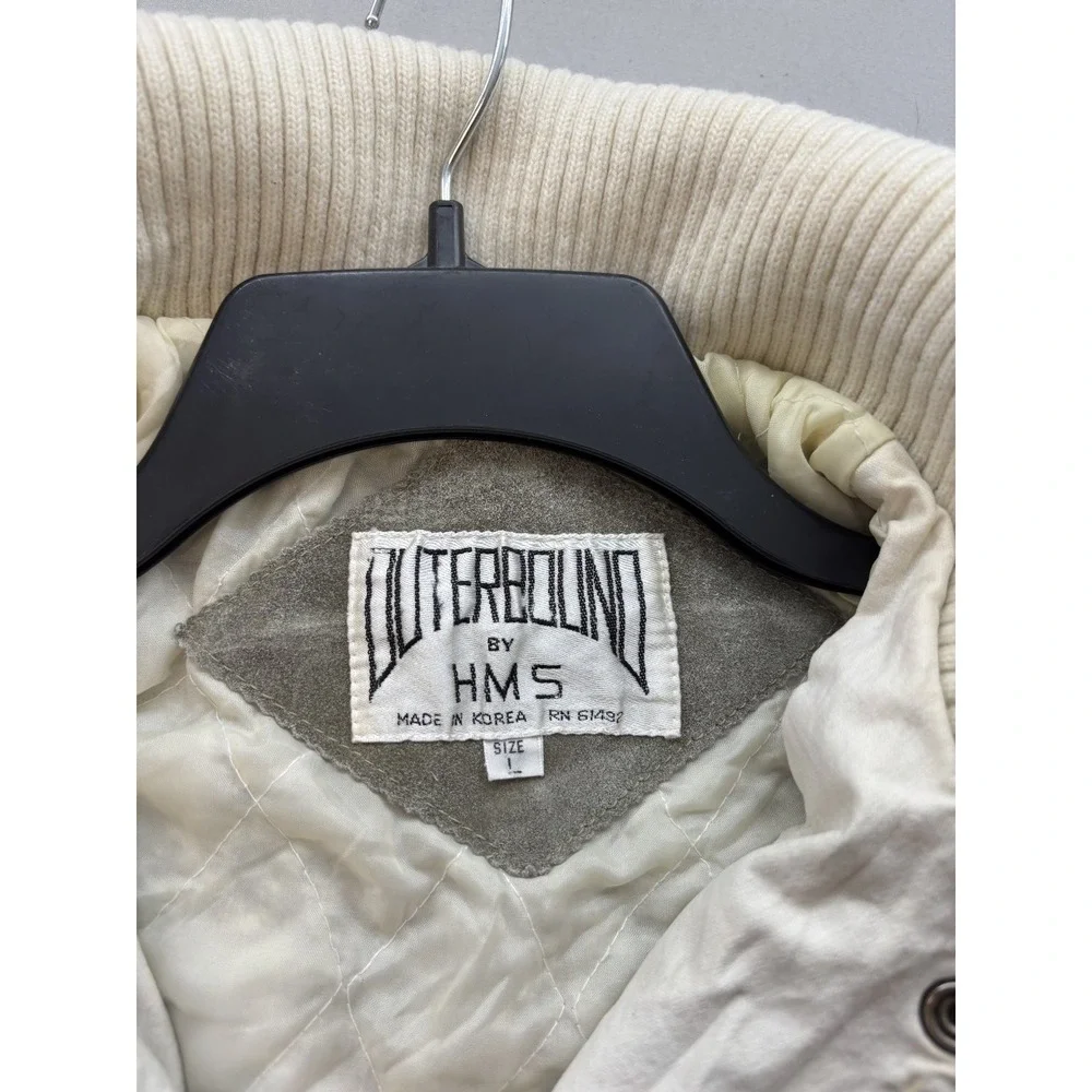 Vintage 80s Outerbound by HMS Suede Quilted Winter Ski Jacket Gray White L